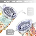 thumbnail image 5 of 40oz Pioneer Colorful Floral Stainless Steel Flip Straw Tumbler with Lid and Straw Spill Proof Travel Cup Double Wall Vacuum Insulated Coffee Mug with Handle White, 5 of 7