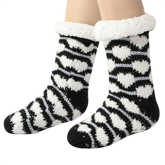 GILIGEGE Unisex Winter Fluffy Warm Fleece Lining Slipper Socks with Grippers Sleeping Christmas Socks Thick Cozy Thermal Fleece Lined Home Indoor Socks Christmas Gifts Comfortable Lounge Socks