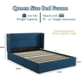 thumbnail image 3 of Relax & Rejuvenate Queen Size Lift up Storage Bed, Upholstered Platform Bed Frame with Modern Linen Fabric Wingback Headboard, Wood Slats Support, Noiseless, Easy Assembly, No Box Spring Needed, Blue, 3 of 7