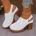 thumbnail image 2 of Dakaela Women's Chunky Heels Sandals Closed Round Toe Slingback Clogs Platform Slip on Dress Mules Pumps for Wedding Bride Party White Size 6, 2 of 8