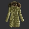 thumbnail image 2 of Goindgs Women's Winter Coat Long Casual Long Jacket Puffer Coat With Removable Big Hood Solid Color Zipper Womens Padded Jackets Army Green L, 2 of 4