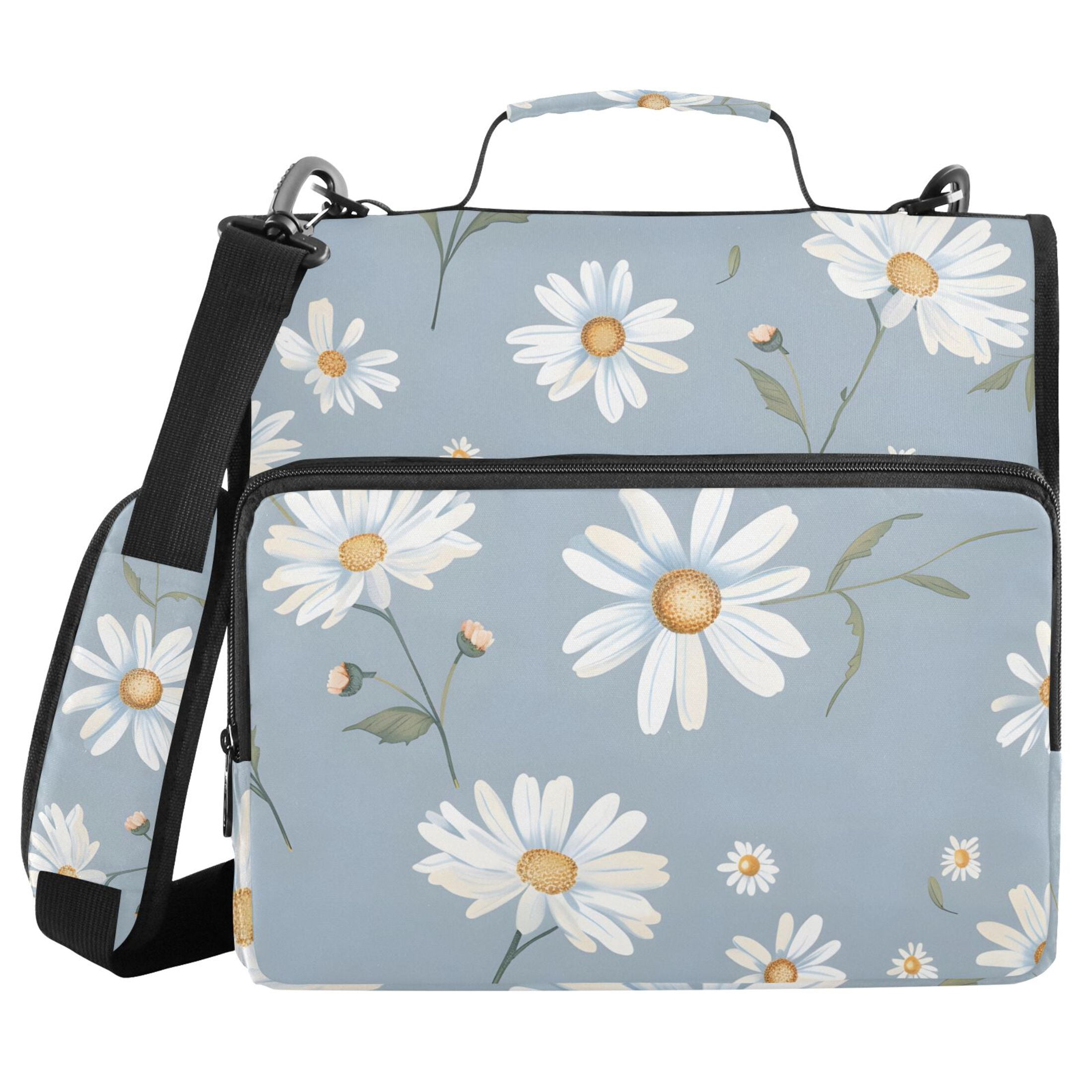 ALAZA Zipper Binder Daisy Floral 3 Ring Trapper Keeper File Folder Organizer Bag