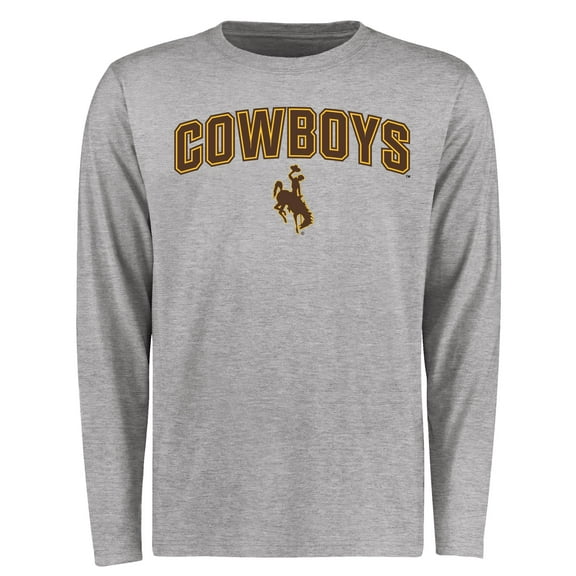 Men's Ash Wyoming Cowboys Proud Mascot Long Sleeve T-Shirt