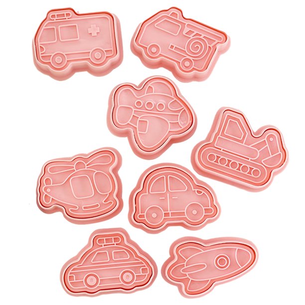 Moldes de grabación en relieve de galletas Moldes de plástico para galletas Herramienta de decoración de cupcakes Sello Fabricación de chocolate Suministros para hornear DIY 8 piezas Inevent HA009501-00B