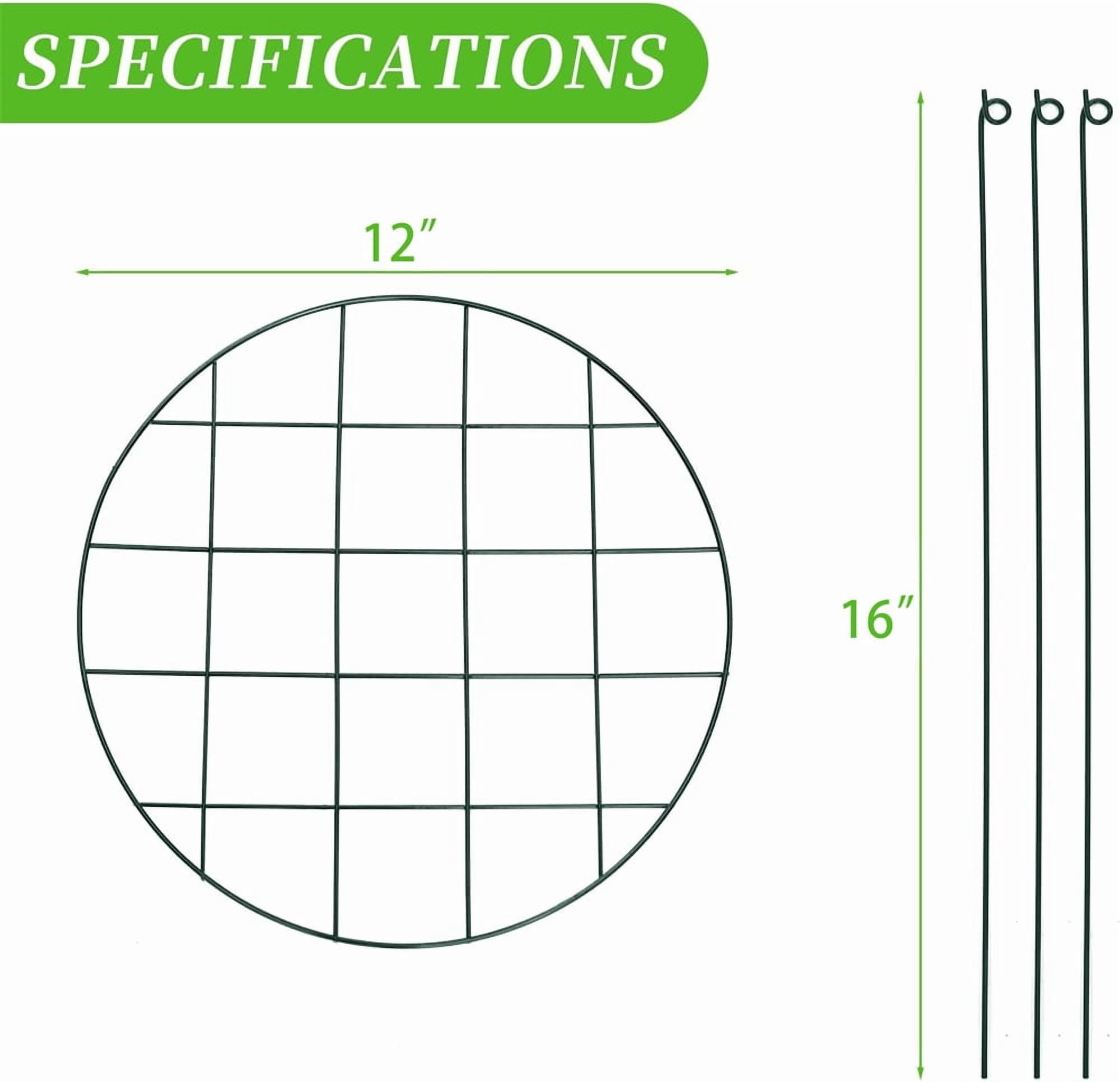 NOGIS 2 Pack Round Peony Cages and Supports Grow Through Grid Plant Brace,16 inch Heigh Plant Support Stake for Small Plant Flower Vegetable (12 x 16 Inch)
