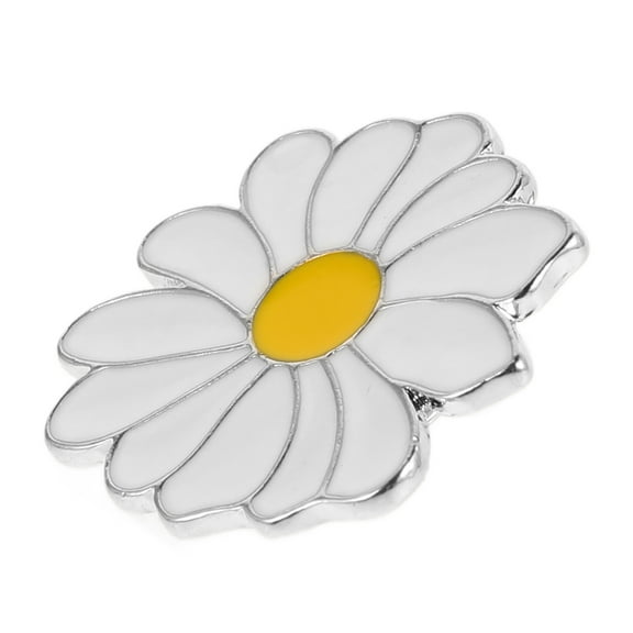 SEWCHICS White Daisy Brooch Enamel Lapel Pin Floral Plant Pattern Round Badge for Clothing Decoration