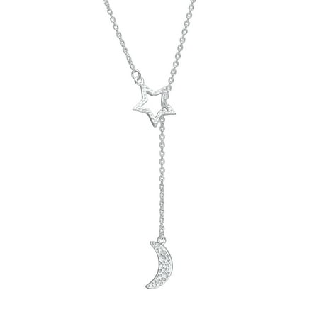 Pori Jewelers Sterling Silver Star & Moon Adjustable Y Necklace