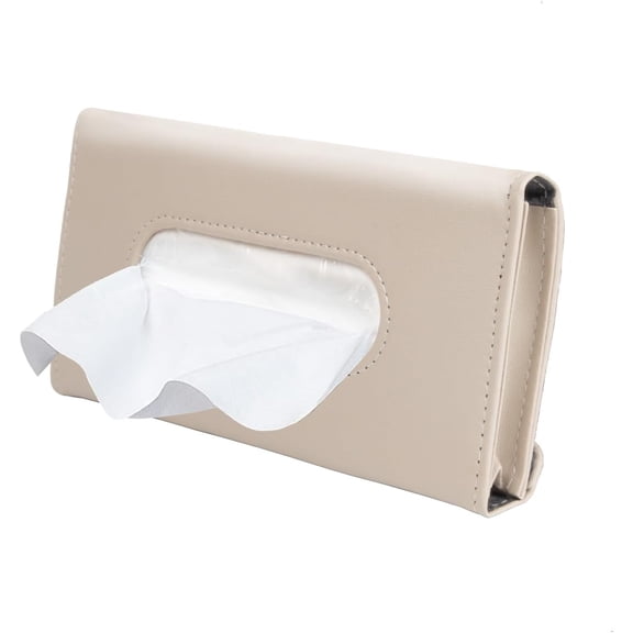 Car Visor Tissue Holder, Sun Visor Napkin Holder Backseat Tissue Case, Premium Car Tissue Box for car, Vehicle (Beige)