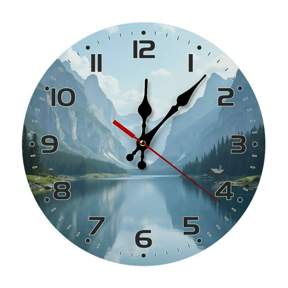 Landscape Nature Wall Clock 10 Inch Silent Non Ticking Round Clock Decoration for Living Room Kitchen Bedroom Bathroom Office Classroom