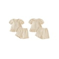 thumbnail image 2 of Cenuakty Toddler 0-3T Girls Summer Outfit Ruffled Hem Button up Short Sleeves T-Shirt and Elastic Shorts Set Cute 2 Piece Clothes, 2 of 9