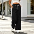 thumbnail image 5 of VBVC Women's Drawstring Wide Leg Pants , Fall Winter Lounge Trousers For Women , Ladies' Lightweight Soft Bottoms with Pockets, *Black , Medium, 5 of 7