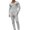 Gray, variant on Mens 2 Piece Outfits Textured Contrast Collared Button Long Sleeve Top & Straight Trousers Set Elastic Drawstring Waist Slim Fit Daily Smart Loungewear Suit