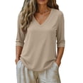 thumbnail image 6 of YDTUYT Half Sleeve T Shirts for Women,Half Sleeve Tops,Quarter Sleeve Tops for Women,Summer V Neck Tops Casual Slim Fit Basic Tee Lightweight Pullover Top Spring Trendy Daily Wear,Elbow Length Tops, 6 of 9