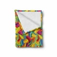 thumbnail image 2 of Psychedelic Soft Flannel Fleece Blanket, Colorful Rainbow Pattern with Stripes and Curves Abstract Grunge Illustration, Cozy Plush for Indoor and Outdoor Use, 60" x 80", Multicolor, by Ambesonne, 2 of 6