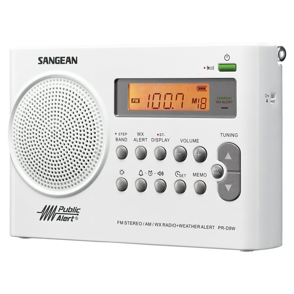 Sangean AM/FM/NOAA Weather Alert Rechargeable Radio, PR-D9WPT