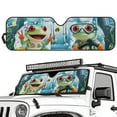 thumbnail image 2 of Uorisanigo Windshield Sun Shade Compatible with Jeep Wrangler JL JLU 2018-2025 - Front Funny Frog Driving Windshield Sunshade Car Window Heat Shield Block UV Rays and Heat Car Accessories, 2 of 7