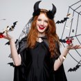 thumbnail image 3 of Happydeer Veil with Ox Horn, Hair Hoop Handmade Mesh Headband, Black, 3 of 11