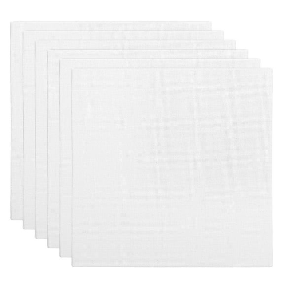 6x6" Canvas Boards for Painting, 6 Pack 100% Cotton Square Triple Primed Stretched Blank Art Canvas Panel Bulk Thin for Acrylic, Oil, Tempera Paints, White