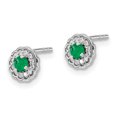 thumbnail image 2 of 14k White Gold Diamond and Cabochon Emerald Earrings 14k White Gold Earrings, 2 of 3