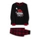 thumbnail image 4 of Pijamas familiares navideños a juego, camisetas de manga larga con estampado de letras y pantalones a cuadros. Ropa de dormir y estar por casa., 4 of 9