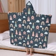 thumbnail image 5 of Dark Blue Princess Castle Carriage Pattern Hooded Bath Towel，60"x35" for Ages 3 To 12 Kids, Quick Dry Lightweight Soft Microfiber Hood Beach Towel Cover Up for Kids, 5 of 7