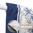 thumbnail image 2 of Coastal Navy Kitchen Window Curtains, Swag Curtains Valance for Bedroom Living Room Bathroom, Blue Starfish Coral Nautical Striped Rod Pocket Window Treatment Curtain Block Drapes 2 Panels 36"x36", 2 of 9