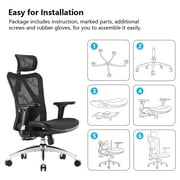 Sihoo M57 Ergonomic Office Chair, Adjustable Swivel Mesh High Back Desk Chair with Headrest, Lumbar Support, Black