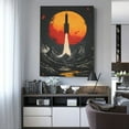 thumbnail image 4 of Kdxio Retro Space Rocket Launch Pattern Canvas Wall Art 12x16 Inches - Waterproof HD Print Solid Wood Frame for Living Room & Bathroom,Vertical, 4 of 8