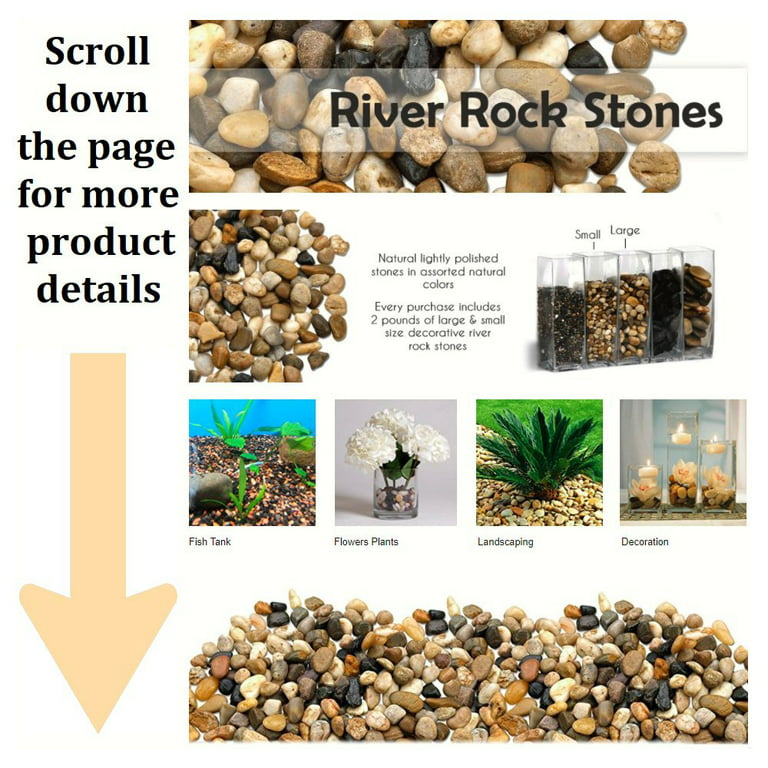 12 Pounds River Rock Stones, Natural Decorative Polished Mixed Pebbles  Gravel,Outdoor Decorative Stones for Plant Aquariums, Landscaping, Vase  Fillers
