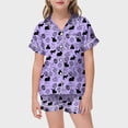 thumbnail image 2 of MIASHUI Ensemble de Pyjama de Pâques 2 Pcs Garçon Fille Haut à Manches Courtes et Pantalon Tenue de Nuit, Violet, 12-13 Ans, 2 of 5