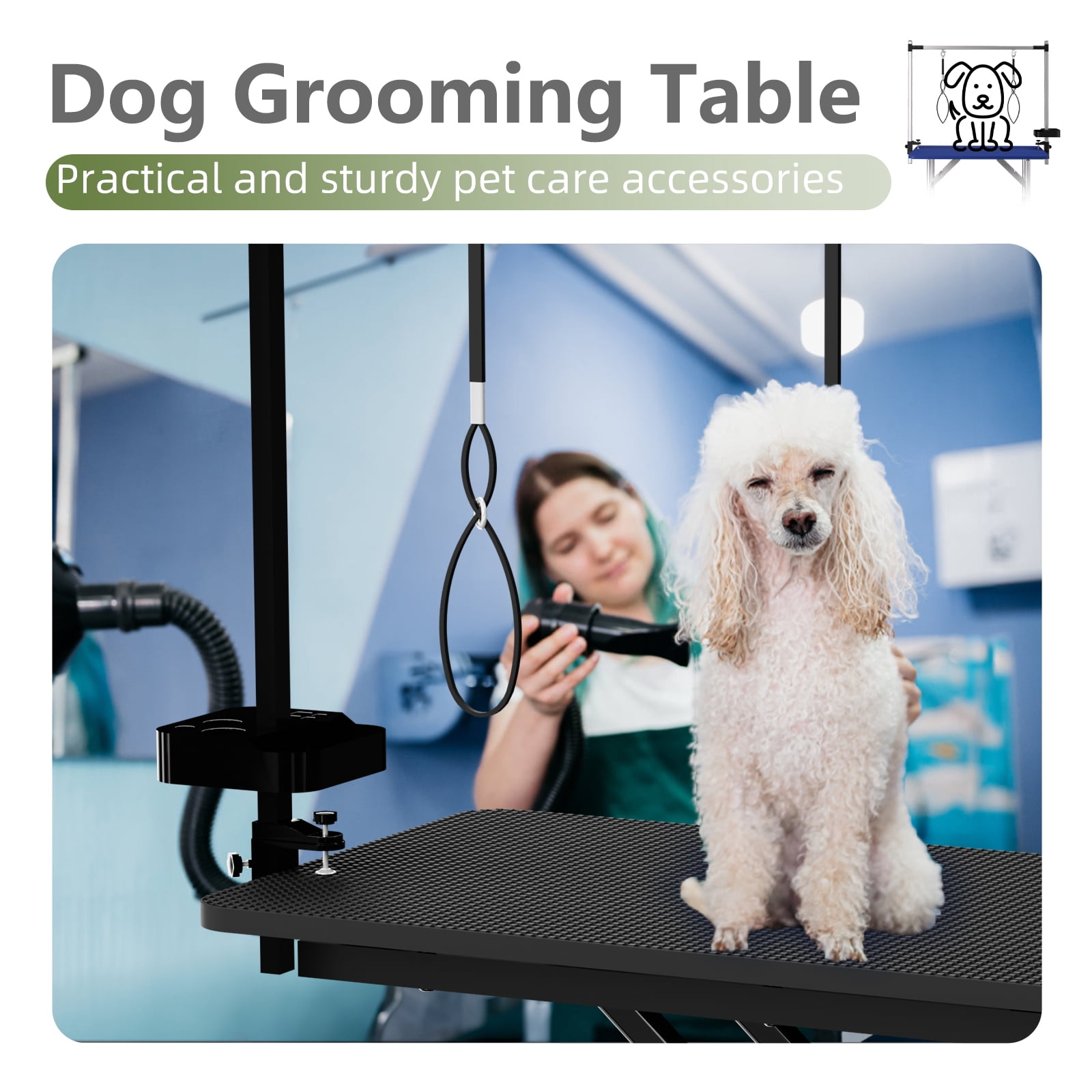 47" Large Dog Grooming Table X-Lift Foldable Grooming Table for Dogs at Home Adjustable Height Arms Pet Station with Nooses, Tool Organizer - Black