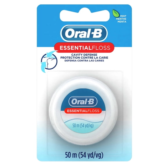 Oral-B Floss, Essential Floss Mint Waxed Dental Floss, Cavity Defense, 50 m