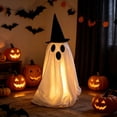 thumbnail image 7 of Halloween Decorations Savings, Halloween Ghost LED Lighted Ghost Figurine, Fabric Cordless Reusable Halloween Decor, Spooky Glowing Ghost with Witch Hat for Indoor Outdoor Home Yard Halloween Decor, 7 of 7