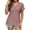 Pink, variant on HomeDM Womens V-Neck Short Sleeve T-Shirts Solid Color Loose Fit Summer Pullover Tops - Pink/L