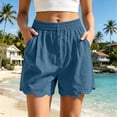 thumbnail image 6 of Women's Soft Cotton Elastic Waistband Shorts with Pockets, Pull On Casual Summer Bottoms with Relaxed Fit, Comfortable Everyday Shorts with Tummy Control for Active Walking,, 6 of 7