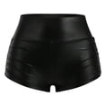 thumbnail image 5 of Arlun Women's Metallic Booty Shorts Shiny High Waisted Rave Bottoms for Dance Festival Stretchy Butt Lifting Tight Shorts Fashion Solid Color Night out Party Hot Pants Black XXL, 5 of 8