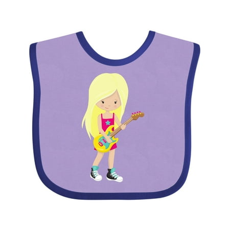 

Inktastic Rock Girl Blonde Hair Guitar Player Band Music Gift Baby Girl Bib