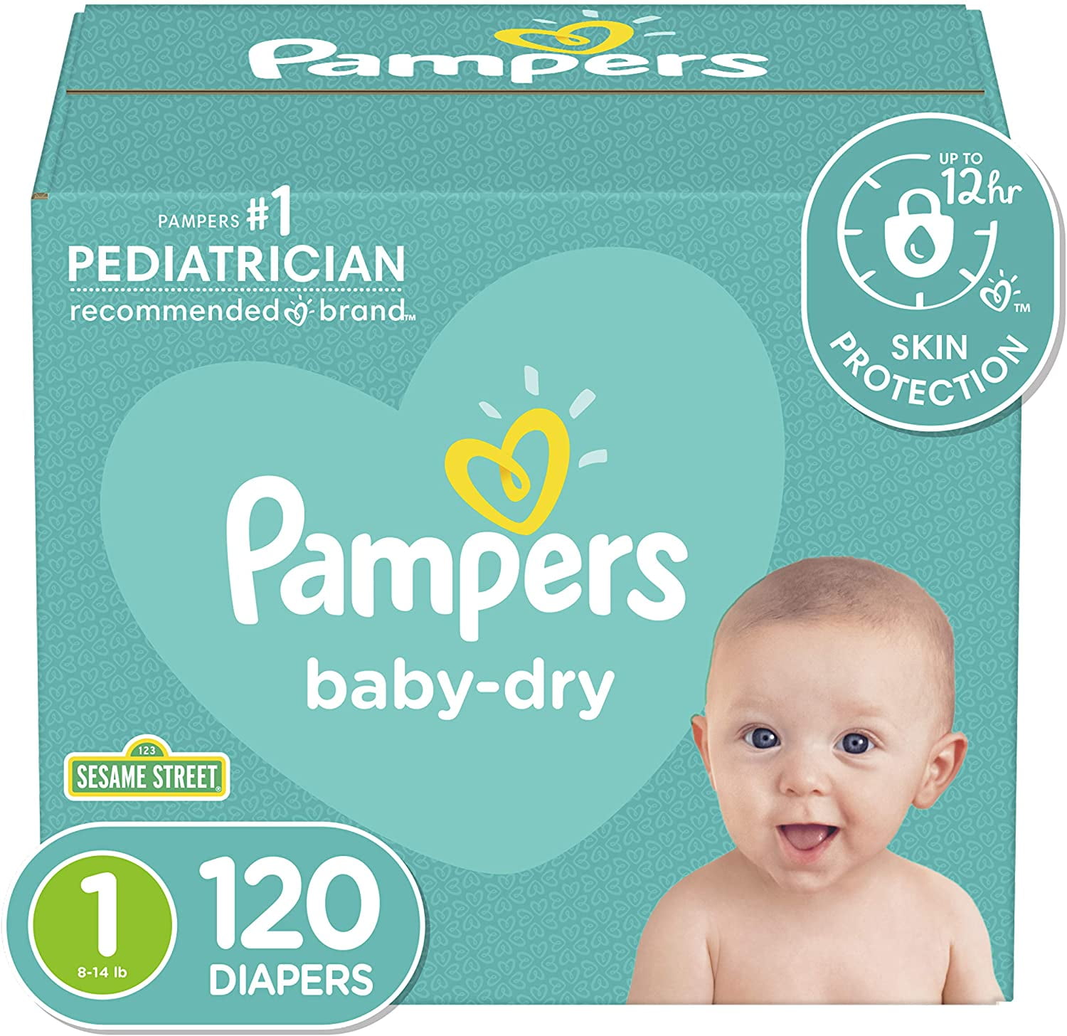 Diapers Newborn/Size 1 (814 lb), 120 Count Pampers Baby Dry
