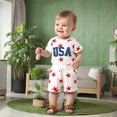 thumbnail image 3 of BemeyourBBs Toddler Baby Boys 4th of July Outfit Patriot Independent Day Summer Clothes Short Sleeve USA Letters Embroidery T-shirt with Stars Print Pockets Shorts Set Toddler Baby Boys Summer Outfit, 3 of 9