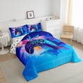 thumbnail image 3 of Castle Fairy Gradient Video Game Twin Comforter Sets,Blue Purple Ombre Bedding Set, 3 of 8