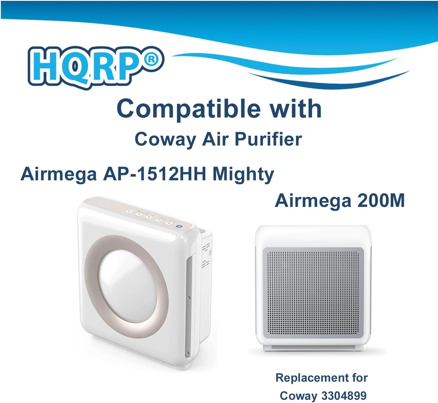 HQRP AP-1512HH Replacement Filter Compatible with Coway Airmega AP1512HH Mighty, AP-1518R Airmega 200M Air Purifier, Part 3304899, 1 True HEPA Filter + 2 Activated Carbon Pre-Filters
