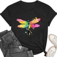 thumbnail image 4 of Busydd T Shirts for Women Trendy Crew Neck Print Graphic Tees Casual Summer Short Sleeve Going Out Tops L, 4 of 5