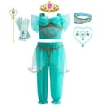 thumbnail image 1 of Disney Girls Princess Jasmine vestido de fiesta para niños disfraz Cosplay Aladdin Agic lámpara Top + Pantalones cumpleaños Halloween ropa Set5-6T (etiqueta 130) Gao Jinjia LED, 1 of 2