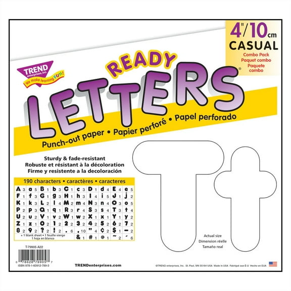 TREND White 4-Inch Casual Uppercase/Lowercase Combo Pack Ready Letters