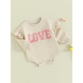 thumbnail image 3 of Bagilaanoe Newborn Baby Girl Oversized Romper Sweatshirt Long Sleeve Bodysuits Letter Embroidery Pullover 3M 6M 12M 18M Infant Casual Tee Tops, 3 of 9