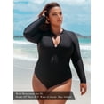 thumbnail image 5 of Ocean Blues Women's Tummy Control Swimwear Long Sleeve Zipper Rash Guard Printed Surfing One Piece Swimsuit For Women Sexy V Neck One Piece Bathing Suit, 5 of 8