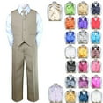 thumbnail image 1 of 6pc Formal Baby Boy Toddler Khaki Vest Bow Tie Suit Outfit w/ Color Vest Set S-7, 1 of 1