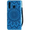 thumbnail image 4 of Wallet Case, Embossed Sunflower Premium PU Leather Folio Flip Kickstand Card Slots Wrist Strap Cover for Samsung Note20(Blue), 4 of 7
