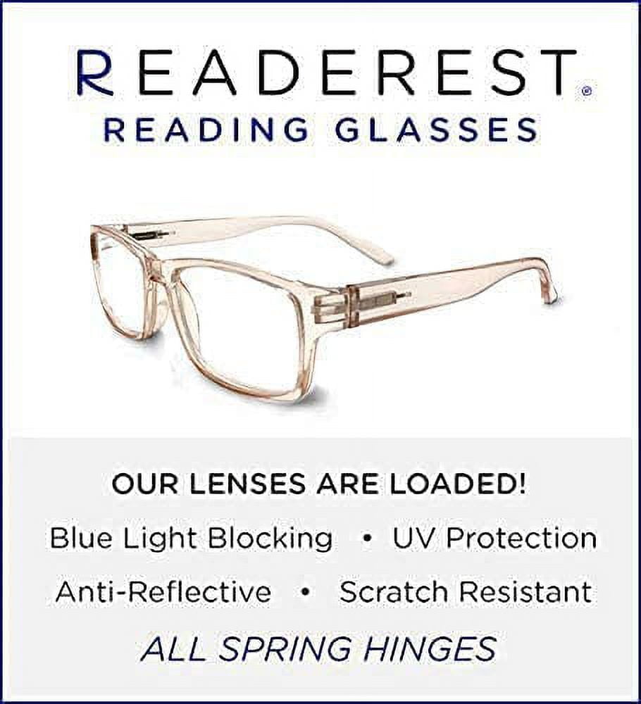 Readerest Blue Light Blocking Reading Glasses (Blush, Zero Magnification) Computer Glasses, fashionable for men and women, Anti Glare, Anti Eyestrain, UV protection