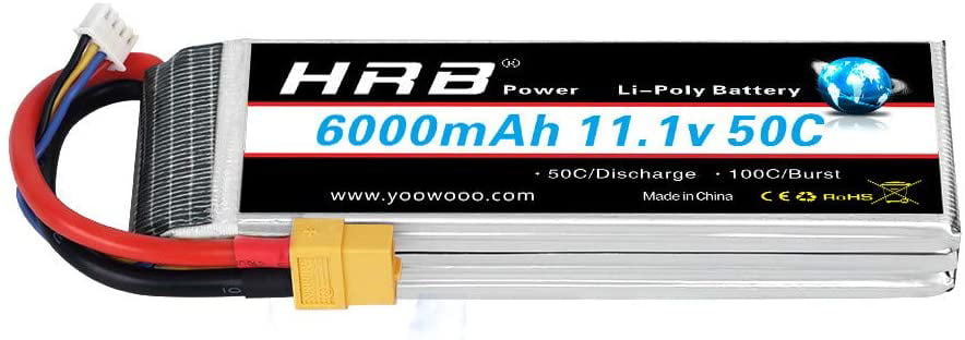 HRB 11.1V 6000mAh 50C 3S LiPo Battery HardCase For Slash 4x4 Rustler VXL Traxxas